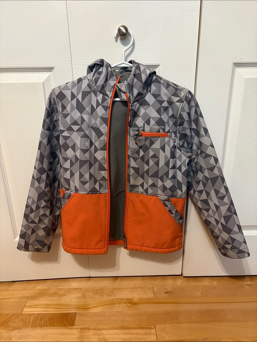 Free Country Kids Gray Geometric Jacket with Orange Accents